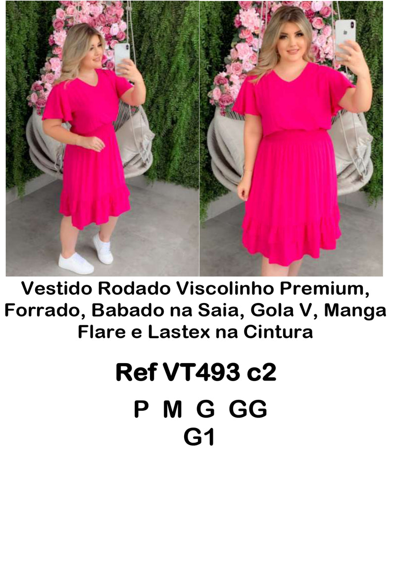 Vestido Rodado Viscolinho Premium Pink